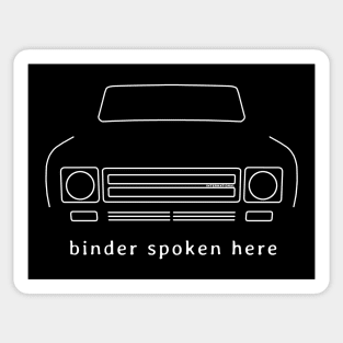 International Harvester Scout "binder spoken here" white outline graphic Sticker